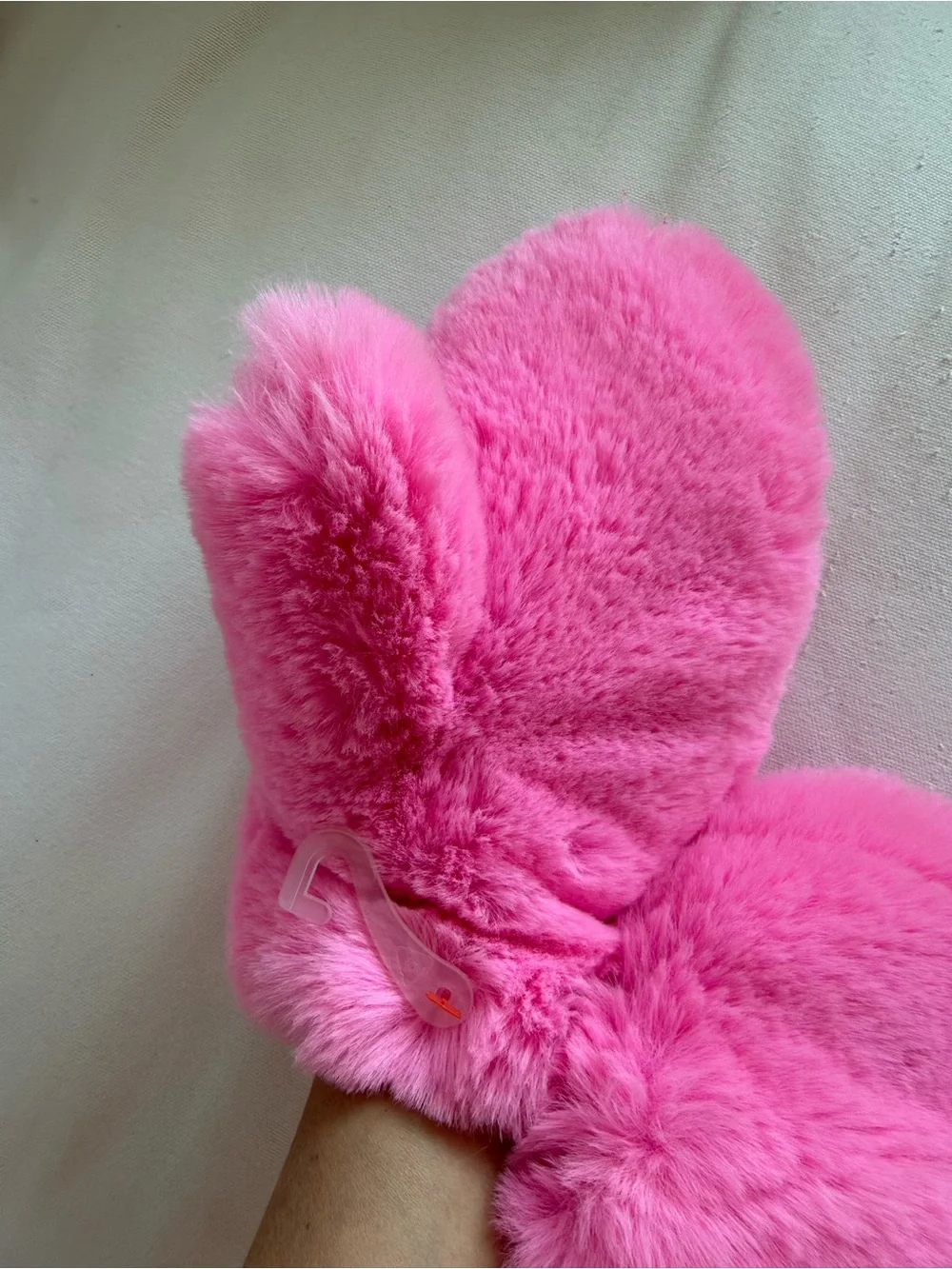 Kids Plush Hot Pink Faux Fur Mittens